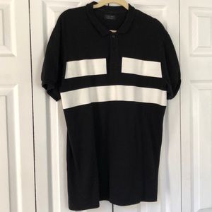 Zara Men’s Black & White Stripe Polo